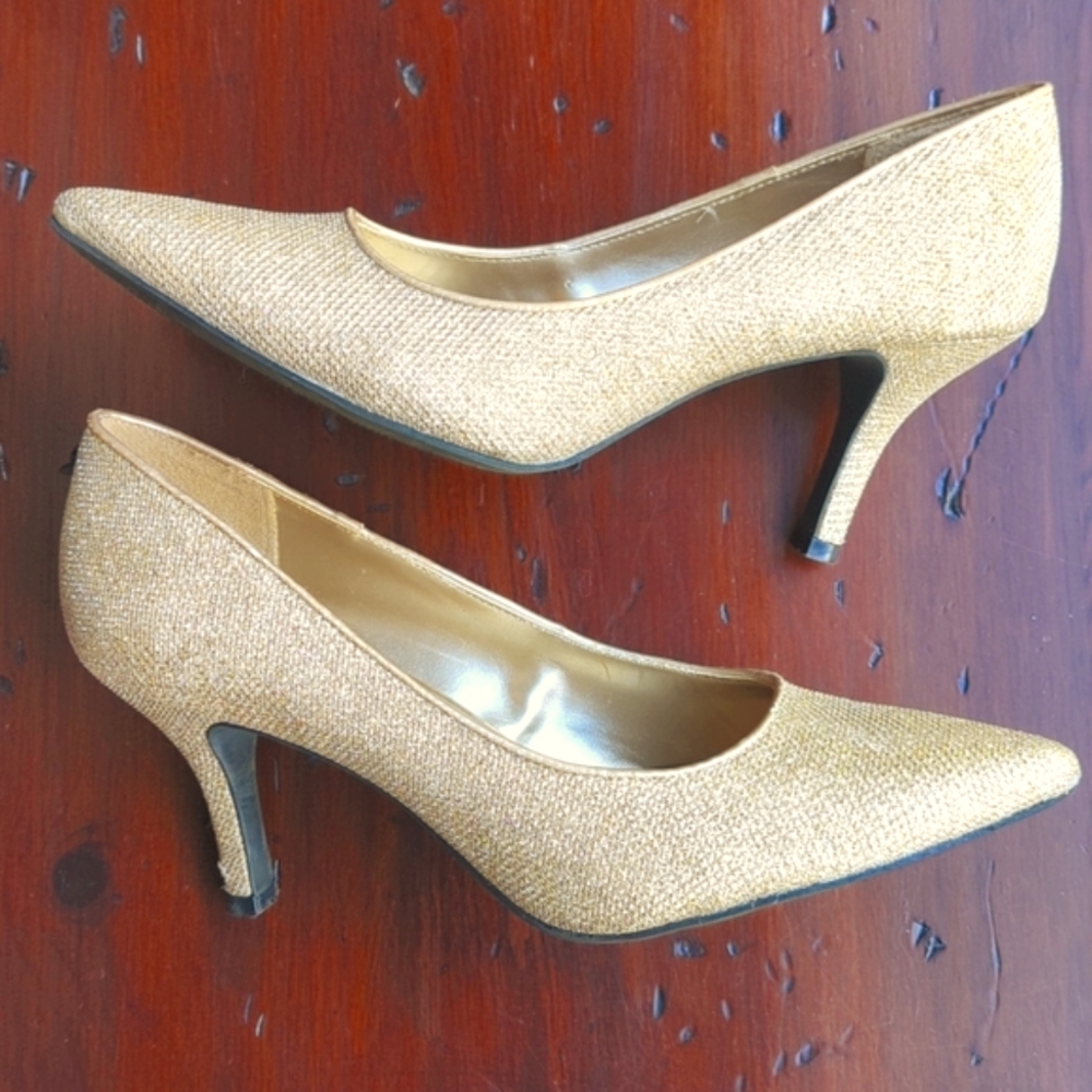 Fioni Nights Gold Sparkle Heels 7.5